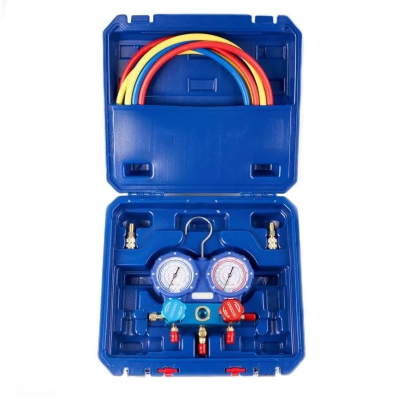 Манометрический коллектор DSZH CT-MC236G-R134A (R22/134/404/407/410; 2-х вентильный; 3 шланга 90см -1/4"; манометры 68мм; упак. кейс)