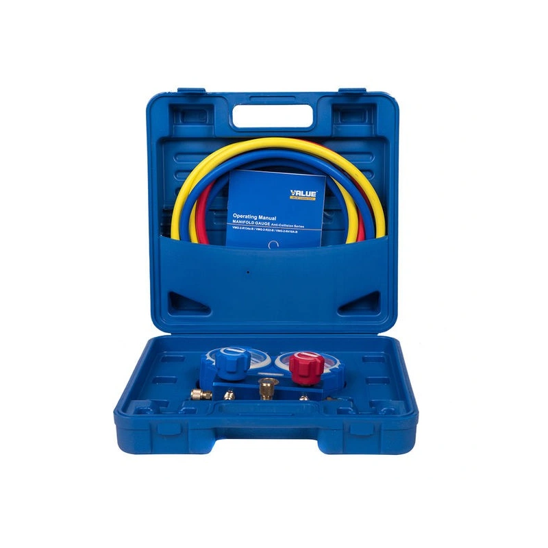 Манометрический коллектор Value VMG-2-R410A (2-х вентильный; 3 шланга 120 см; манометры 80 мм; упак. кейс)