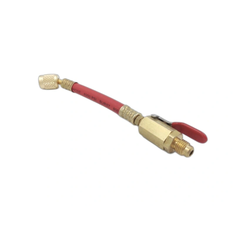 Шланг с шаровым краном DSZH R410-RV красный (гайка 5/16" х 1/4" штуцер)