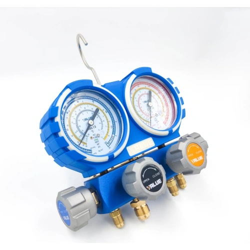 Манометрический коллектор Value VMG-4-R22 (R22, R134A, R404A, R407C; 4-х вентильный; 4 шланга 120 см; манометры 80 мм; упак. кейс)