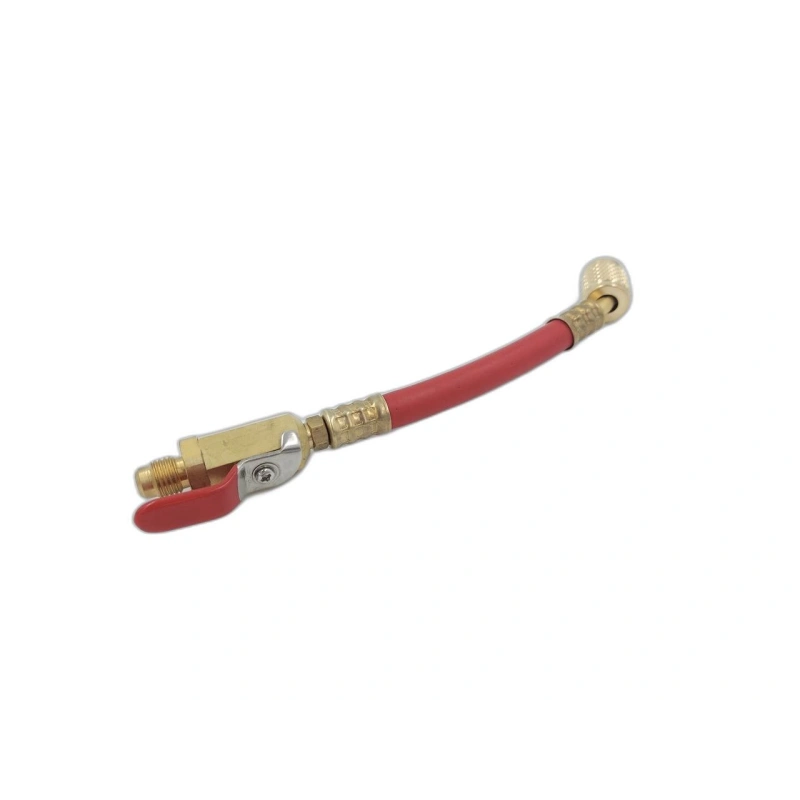 Шланг с шаровым краном DSZH R410-RV красный (гайка 5/16" х 1/4" штуцер)