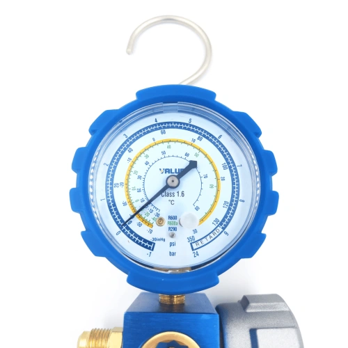 Манометрический коллектор Value VMG-1-S-L (R600, R600A, R290; 1 вентильный, смотровое стекло, манометр низкого давления 68мм; без шлангов)