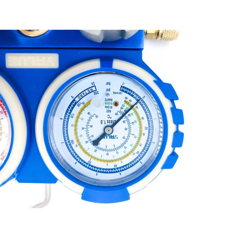 Манометрический коллектор Value VMG-2-R22-B (R22, R134a, R404A, R407C; 2-х вентильный; 3 шланга 120 см; манометры 68 мм; упак. кейс)