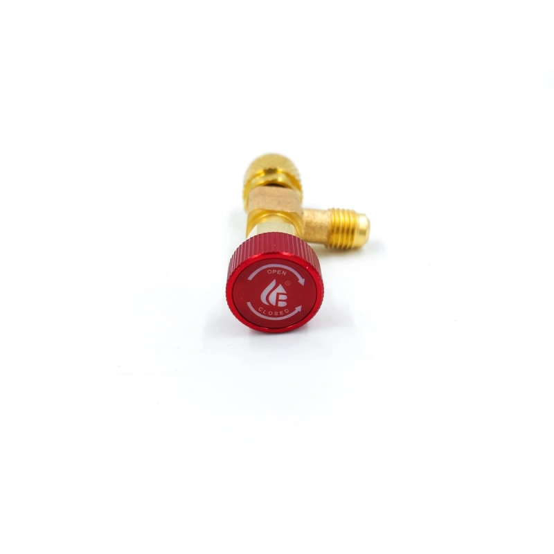 Вентиль с нажимом на ниппель FC-34A (HC-1221) гайка 5/16"(R410, R32), штуцер 1/4" SAE, до 20 bar
