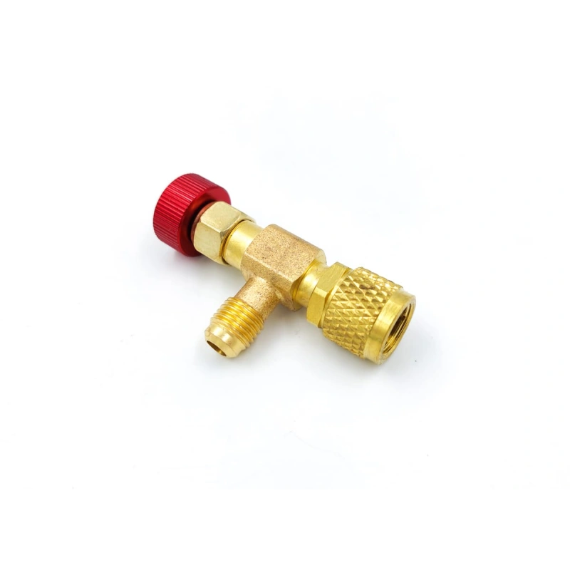 Вентиль с нажимом на ниппель FC-34A (HC-1221) гайка 5/16"(R410, R32), штуцер 1/4" SAE, до 20 bar