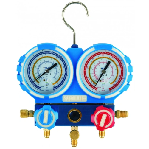 Манометрический коллектор Value VMG-2-R410A (2-х вентильный; 3 шланга 120 см; манометры 80 мм; упак. кейс)