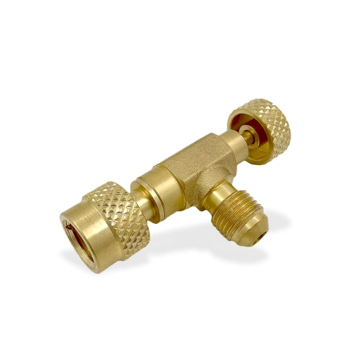 Вентиль с нажимом на ниппель Super Stars ST-VC2 гайка 5/16"(R410/R32), штуцер 1/4" SAE
