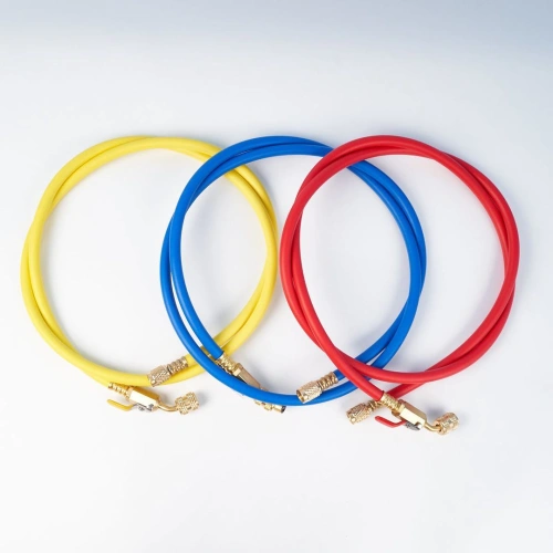 Заправочные шланги с вентилем DSZH CT-336-RYB-HV-R32/410A 0,9м, 1/4"-5/16" SAE, до 55 Bar