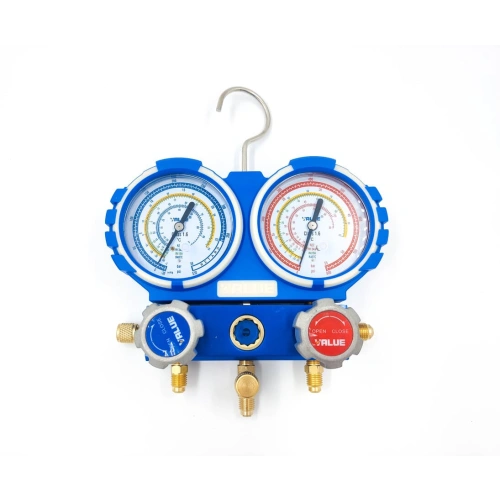 Манометрический коллектор Value VMG-2-R410A-B (R22, R134a, R410a, R407C; 2-х вентильный; 3 шланга 120см; манометры 68мм; упак. кейс)