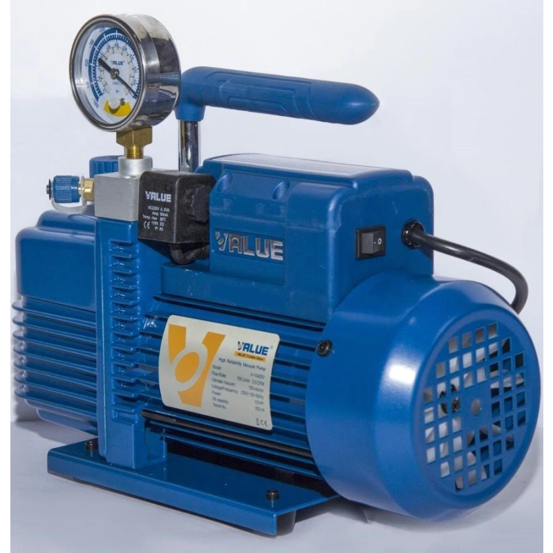 Вакуумный насос Value VI-140SV (1ст., 100 л/мин, 20 Па, 8.6 кг, вакуумметр, соленоидный вентиль)