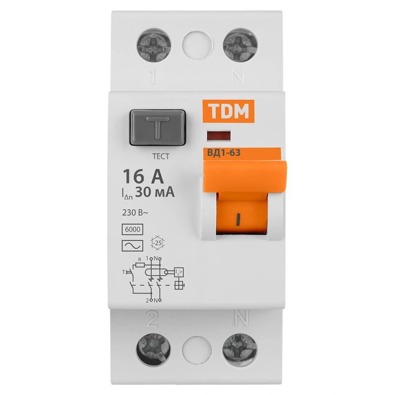TDM УЗО ВД1-63 2/16А 30мА