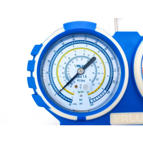 Манометрический коллектор VALUE VMG-2-R134A (2-х вентильный; 3 шланга 120 см; вентили быстросъемные, манометры 80 мм; упак. кейс)