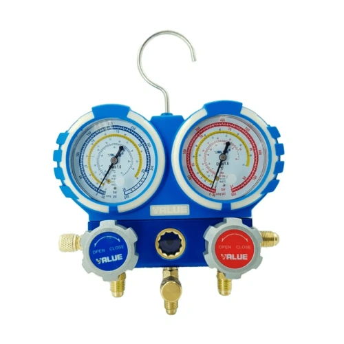 Манометрический коллектор Value VMG-2-R410A-B-02 (R22, R134a, R410a, R407C; 2-х вентильный; 3 шланга 120 см; манометры 68 мм; упак. блистер)