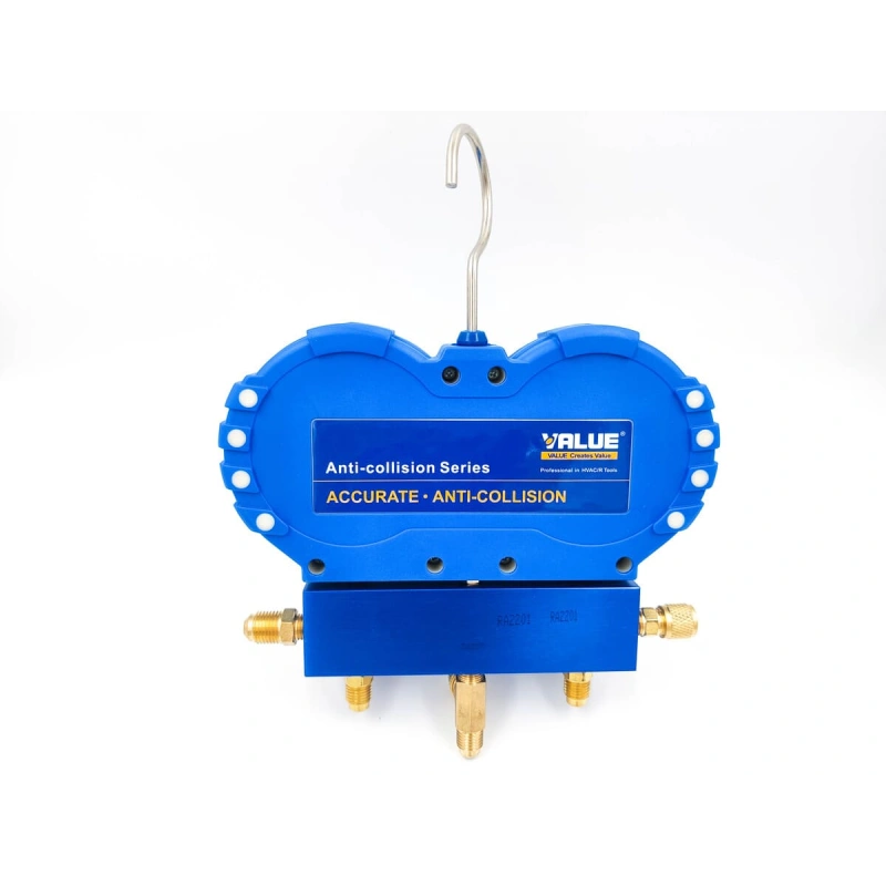 Манометрический коллектор Value VMG-2-R410A-B (R22, R134a, R410a, R407C; 2-х вентильный; 3 шланга 120см; манометры 68мм; упак. кейс)