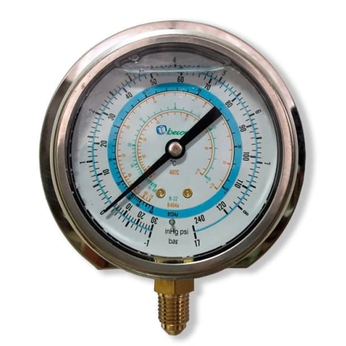 Мановакуумметр с глицерином Becool BCJL-NG 80мм (R22; R134a; R404A; R407C) (021182)