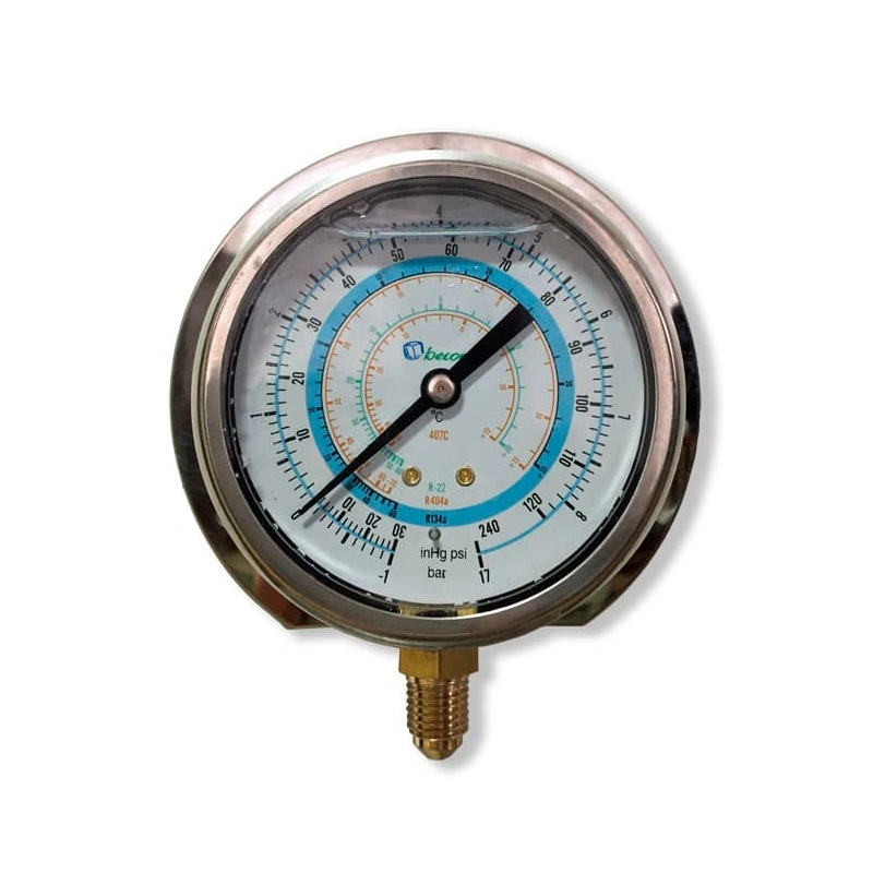 Мановакуумметр с глицерином Becool BCJL-NG 80мм (R22; R134a; R404A; R407C) (021182)