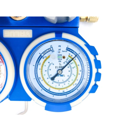Манометрический коллектор Value VMG-2-R22-B-03 (R22, R134A, R404A, R407C; 2-х вентильный; без шлангов; манометры 68 мм; упак. блистер)
