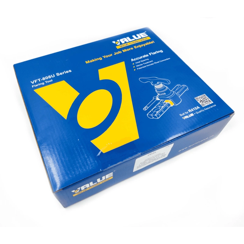 Вальцовка эксцентриковая Value VFT-808U-MI (2 плашки 1/4" - 3/4" и 6мм - 19мм; с ограничителем подачи трубы; в кейсе)