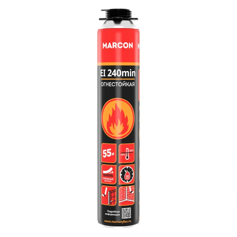 Пена монтажная профессиональная MARCON PRO огнестойкая, 810мл, под пистолет