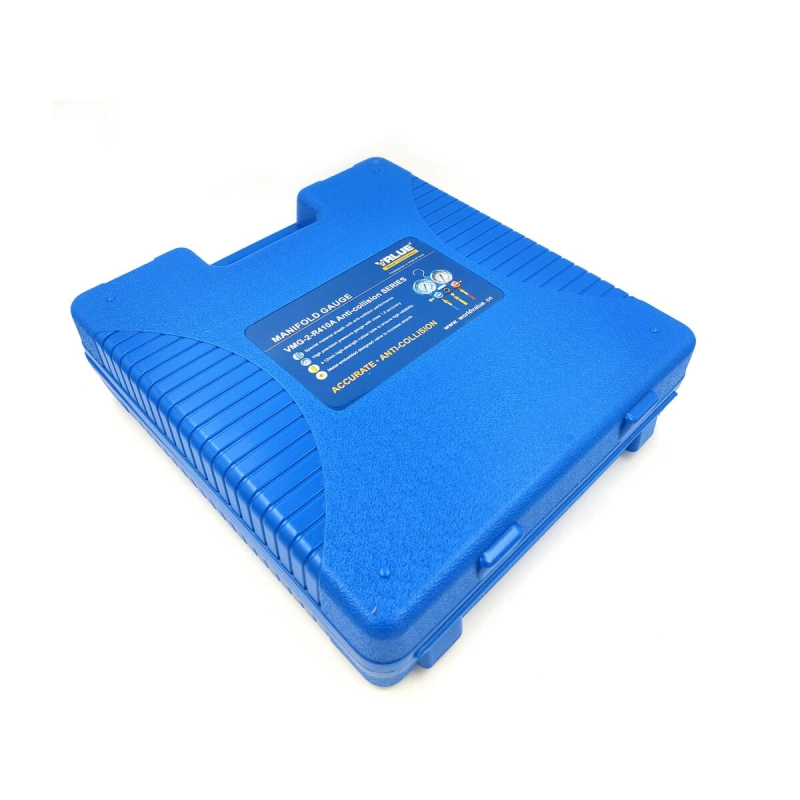 Манометрический коллектор Value VMG-2-R410A-B (R22, R134a, R410a, R407C; 2-х вентильный; 3 шланга 120см; манометры 68мм; упак. кейс)