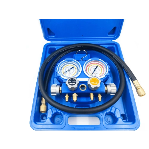 Манометрический коллектор Value VMG-4-R22 (R22, R134A, R404A, R407C; 4-х вентильный; 4 шланга 120 см; манометры 80 мм; упак. кейс)