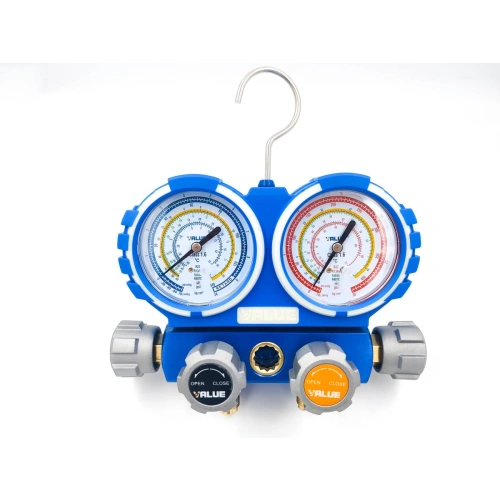Манометрический коллектор Value VMG-4-R22 (R22, R134A, R404A, R407C; 4-х вентильный; 4 шланга 120 см; манометры 80 мм; упак. кейс)