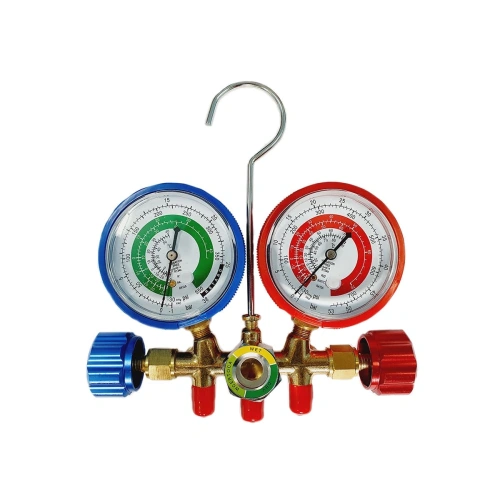 Манометрический коллектор FavorCool-536GN - R22/134/407/410 2-х вентильный; манометры 68мм, латунный корпус со смотровым стеклом, без шлангов