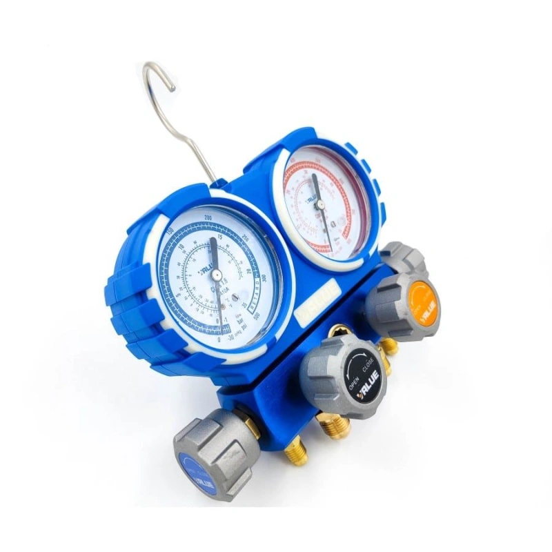 Манометрический коллектор Value VMG-4-R410A (R22, R134a, R410a, R407C; 4-х вентильный; 4 шланга 120 см; манометры 80 мм; упак. кейс)