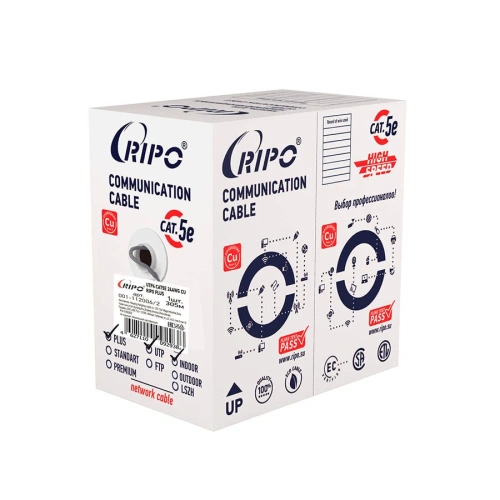 Кабель FTP4 CAT5Е 24AWG RIPO Electronics МЕДЬ, бухта 305м