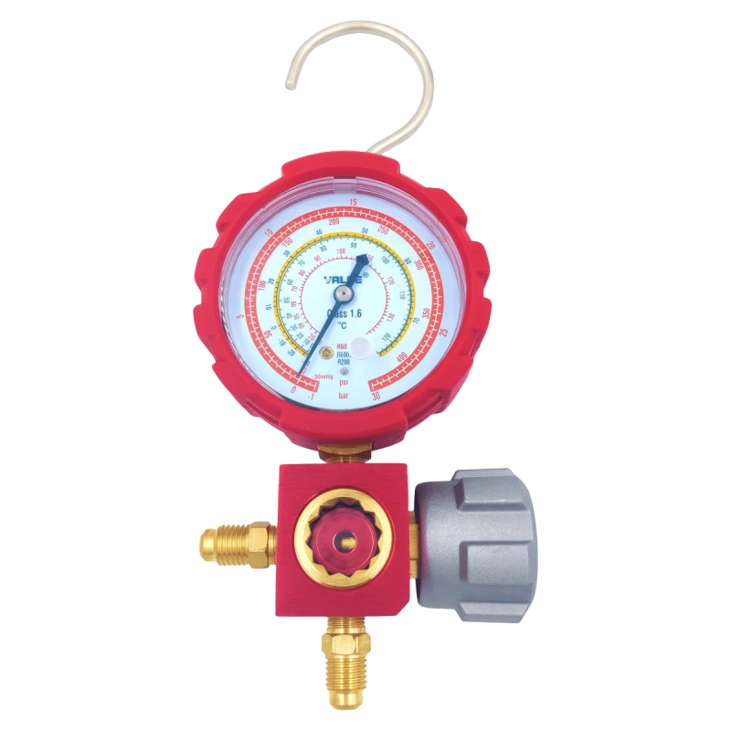 Манометрический коллектор Value VMG-1-S-H (R600, R600A, R290; 1 вентильный, смотровое стекло, манометр высокого давления 68мм; без шлангов)