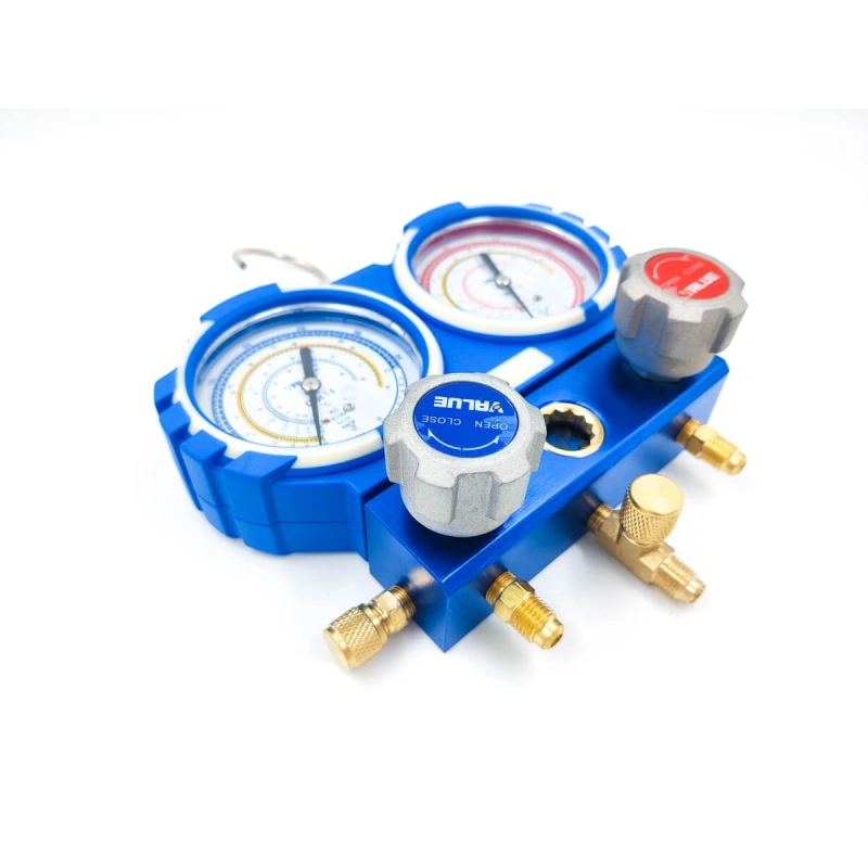 Манометрический коллектор Value VMG-2-R410A-B (R22, R134a, R410a, R407C; 2-х вентильный; 3 шланга 120см; манометры 68мм; упак. кейс)