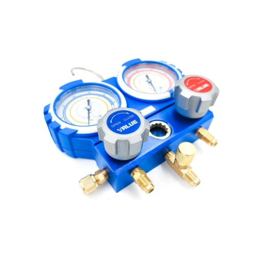 Манометрический коллектор Value VMG-2-R32-B-03 (R32, R134A, R410A, R407C; 2-х вентильный; без шлангов; манометры 68 мм; упак. блистер)