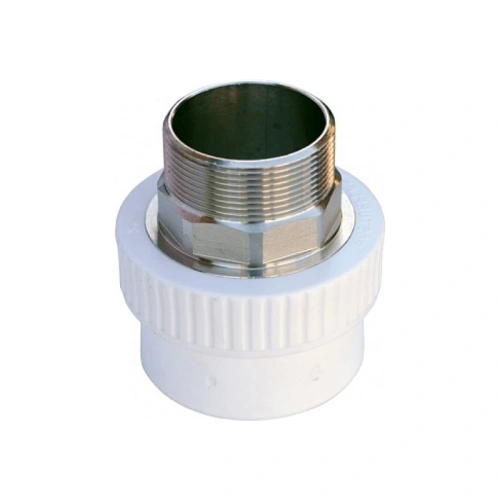 Муфта Valfex переходная с наружной резьбой 40 х 1 1/2" под ключ, белая