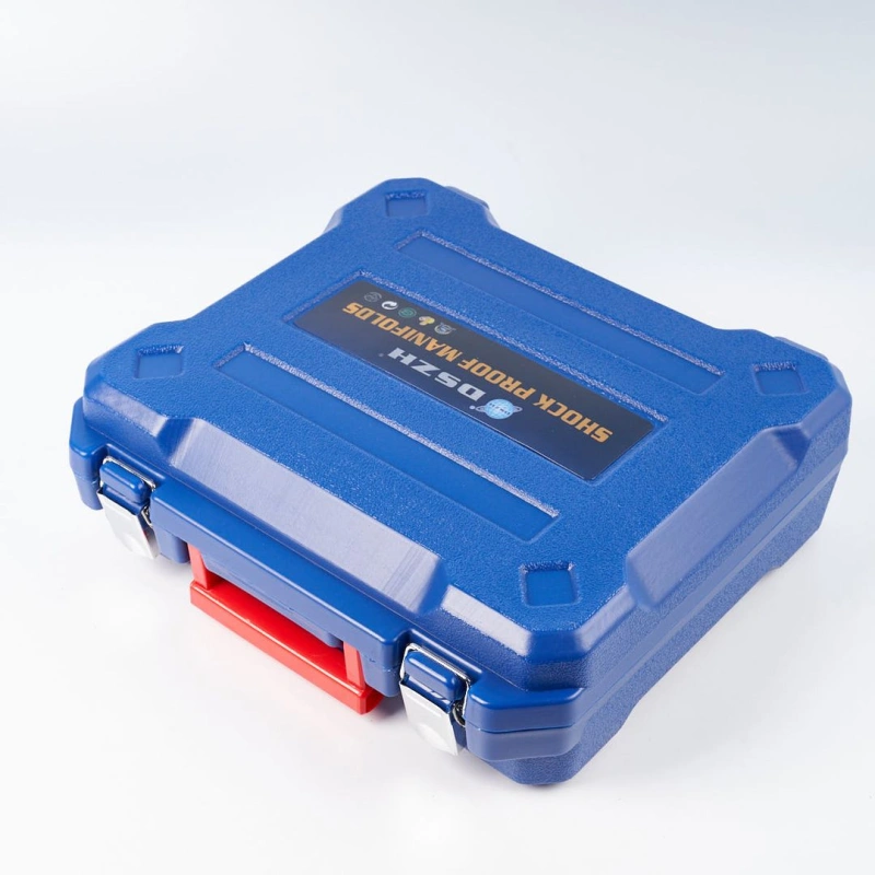 Манометрическая станция DSZH WK-P6002B (22/404/407/410; 2-х вентильный; шланги 1.5м до 55 Bar-1/4"SAE, 2 адаптера R410 x R22, манометры 80мм, в кейсе)