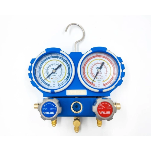 Манометрический коллектор VALUE VMG-2-R134A (2-х вентильный; 3 шланга 120 см; вентили быстросъемные, манометры 80 мм; упак. кейс)