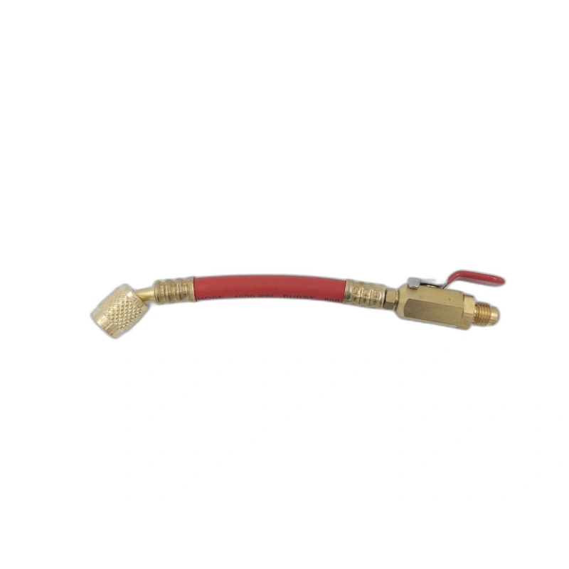 Шланг с шаровым краном DSZH R410-RV красный (гайка 5/16" х 1/4" штуцер)