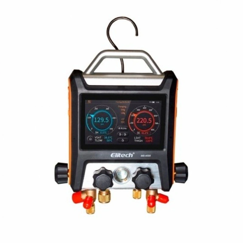 Цифровой манометрический 4х вентильный коллектор Elitech MS-4000