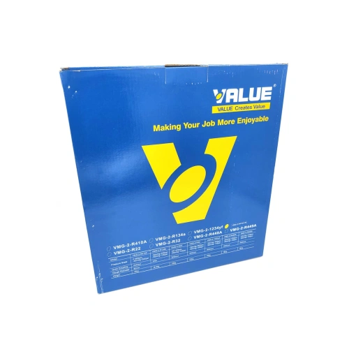 Манометрический коллектор Value VMG-2-R410A-B (R22, R134a, R410a, R407C; 2-х вентильный; 3 шланга 120см; манометры 68мм; упак. кейс)