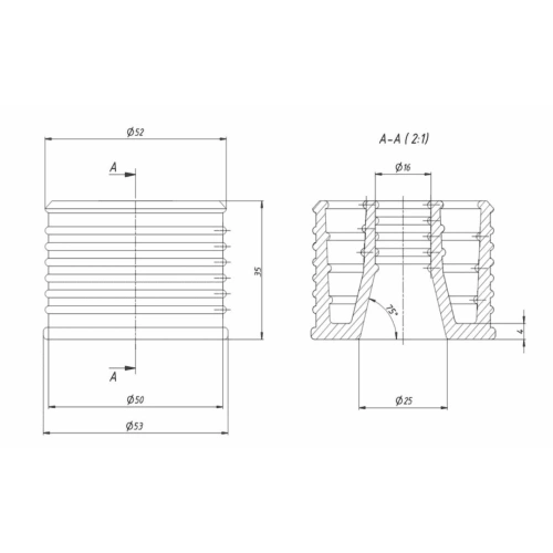 Манжет для канализационной трубы R-50х16мм
