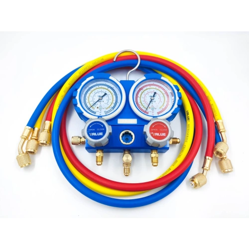 Манометрический коллектор Value VMG-2-R22-B (R22, R134a, R404A, R407C; 2-х вентильный; 3 шланга 120 см; манометры 68 мм; упак. кейс)