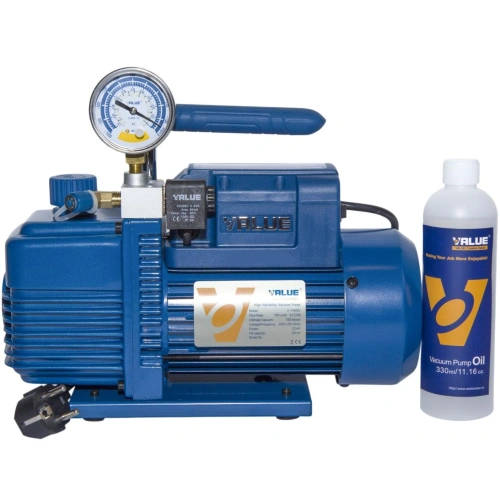Вакуумный насос Value VI-140SV (1ст., 100 л/мин, 20 Па, 8.6 кг, вакуумметр, соленоидный вентиль)