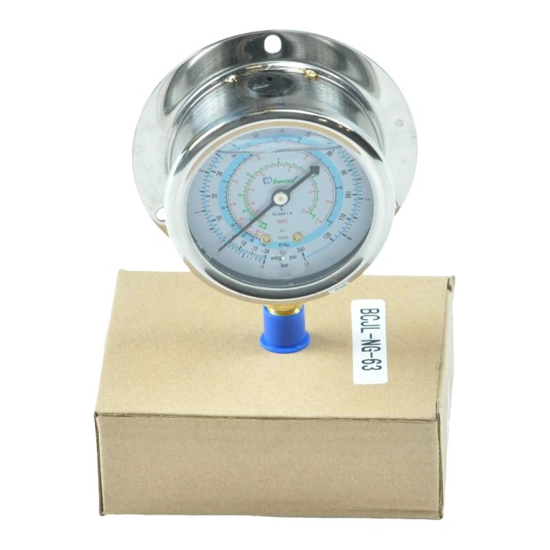 Мановакуумметр с глицерином Becool BCJL-NG-63мм (R22; R134a; R404A; R407C) (021188)